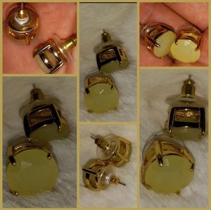 Large Cushion Setting Round Cabochon Opal 4 Prong Post Earrings